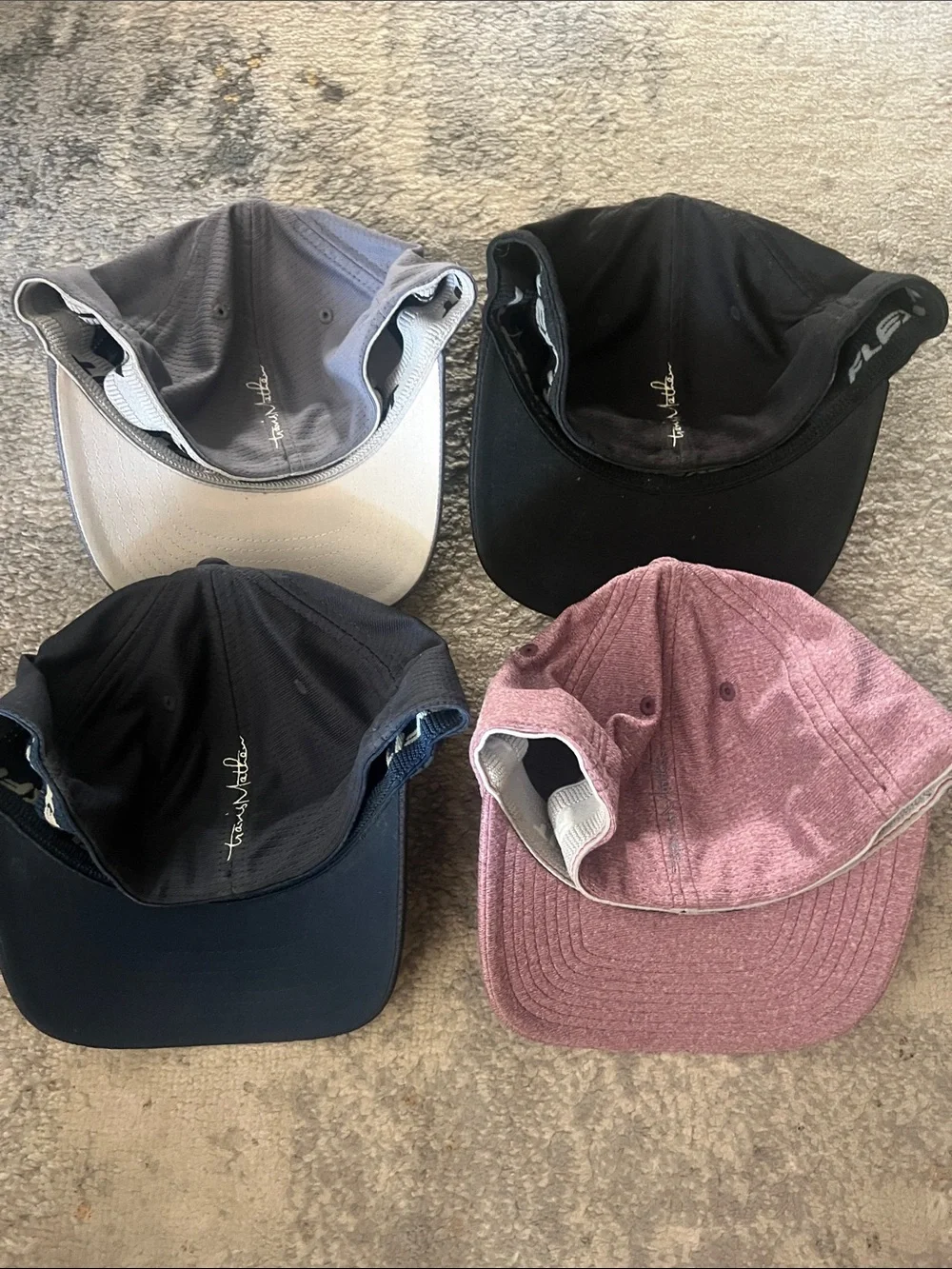 BUNDLE Travis Matthew 'M' Logo Baseball Flexfit Hat Cap - Black Gray Pink Navy